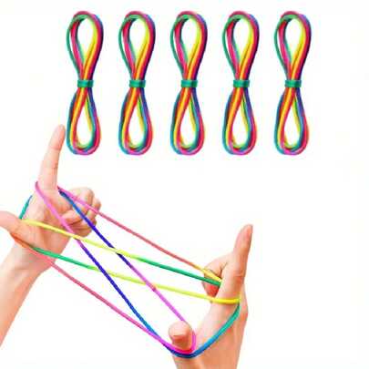 5Pcs Rainbow Cat's Cradle String Set, 63In Finger String Game, Retro Hand Rope Toy, Multiple Play Styles, Durable Nylon, Party Favor, Creative Hand Skill Game Gift