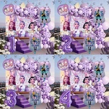 1 Conjunto Decoração de Festa de Aniversário Infantil Garota Cartoon Legal, Conjunto de Arco de Balões e Guirlanda, Conjunto de Balões com Tema de Bruxa Roxa, Adequado para Festa de Aniversário de Festival de Música K-Pop, Decoração de Parede com Balões, Presentes de Mesa de Bolo de Batizado, Balões Decorativos - TZQQ - Visão 1