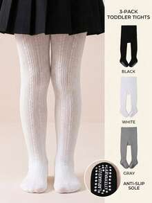 Bộ 3 quần legging chống trượt cho bé gái, họa tiết đan cáp, thích hợp mặc hàng ngày. - Nhiều màu - Xem 1