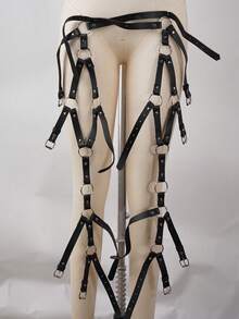 Lady's Sexy Leg Rivet Strap Thigh PU Leather Garter Gothic Costume Accessories For Festival Carnival Outfit - Black - View 8