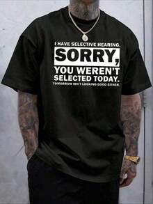 Camiseta de verano casual de manga corta con cuello redondo y estampado de moda para hombres, lavable aáquina, cómoda ropa casual para exteriores, camisa lavable aáquina - Negro - Ver 1