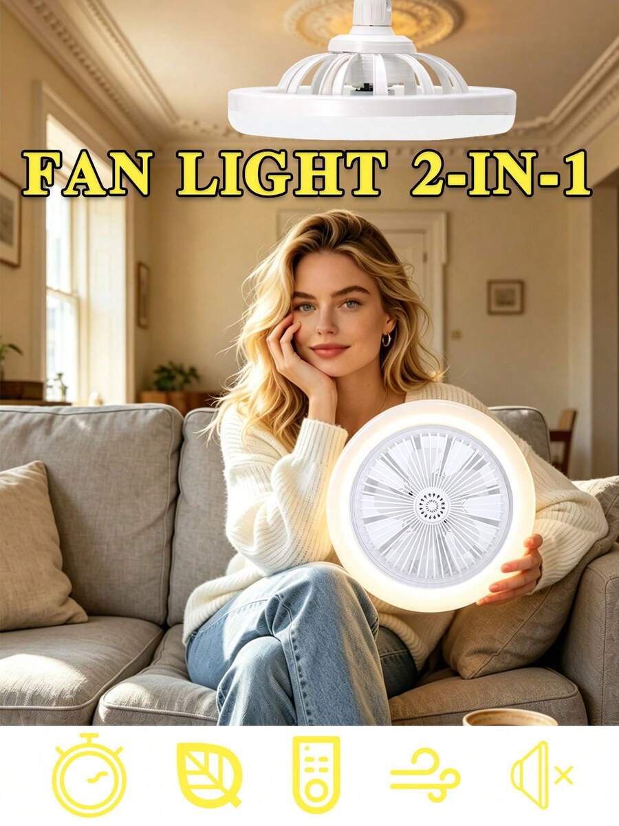Đèn quạt trần LED xoay E27 có điều khiển từ xa - Điều chỉnh 360° - Sử dụng trong nhà - 30W - Tương thích 85-265V - Không cần pin