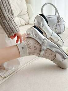 3/6 Pairs Women's Mixed Color Mesh Heart Pattern Versatile Comfortable Breathable Short Boat Socks - Multicolor - View 4