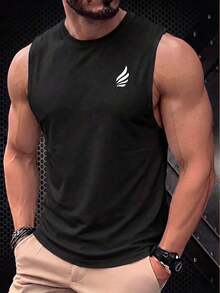 Camiseta de manga corta con cuello redondo y diseño sencillo para hombres - Rojo - Ver 12