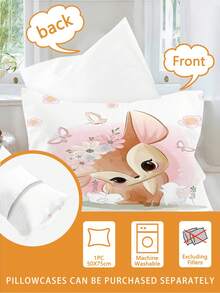 2/3PCS Cartoon Spotted Deer Duvet Cover Set(Four Season Collection) Double-Faced Duvet Cover Set For Children'S Machine Washable Bedroom Boys Girls Dorm Children's Gift During Holidays 100% Polyester Size: 90x200 135x200 140x210. Comes With A Pillowcase (No Filling Material). - Multicolor - View 6