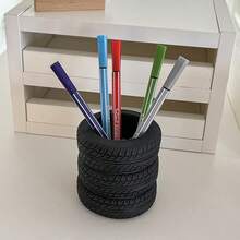 1pc Tire Shaped Pen Holder, Creative Resin Desk Organizer For Office & Home - Tire - View 5