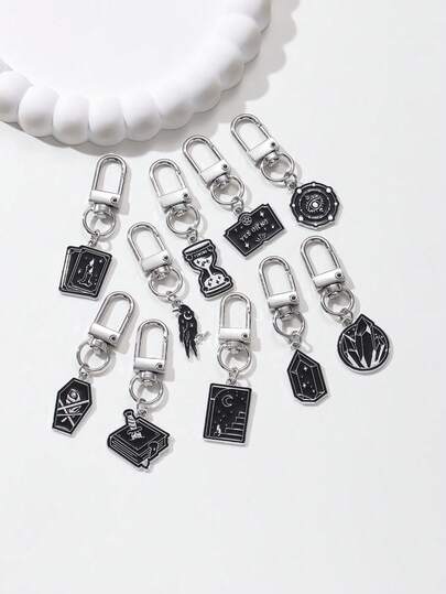1pc Gothic Style Drip Oil Raven Starry Sky Metal Keychain, Unique Gift For Friends, DIY Bag Charm, Car Pendant