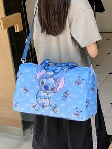 Disney 2件組迪士尼卡通便攜旅行包套裝，海灘收納袋，大容量輕量手提包，可折疊校園收納袋，雜物行李袋，中性戶外健身包，多功能便利旅行收納袋 - 彩色 - 查看 4