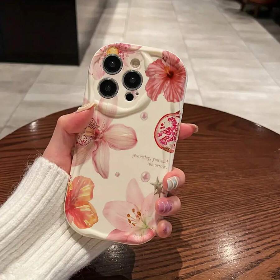 Pink Orchid Design Phone Case, Compatible With 16 Pro/15/14/13/12/11 - White - View 1