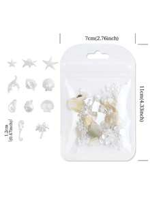 1 Bag Ocean Theme Resin Filler Material, Including Pearlescent Shells, Starfish, Seahorses, Conch Shells And Asymmetrical Shell Faux Pearls, Summer Epoxy Resin Mold Filler, Jewelry Making DIY Craft Material - Multicolor - View 7