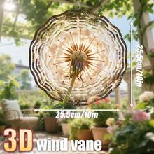 1个3D立体“阳光下舞动的蒲公英种子”摆件，尺寸25.5厘米/10英寸*25.5厘米/10英寸，带旋转挂钩，360° DIY创意风铃套装（不含吊坠），款式随机 - A - 查看 2