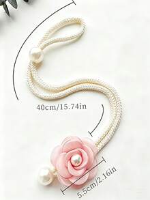 2pcs Bohemian Style 3D Floral Curtain Tiebacks, Pearl Decorated Adjustable Curtain Clips, Luxury Curtain Buckle Rings For Living Room And Bedroom - Multicolor - View 6