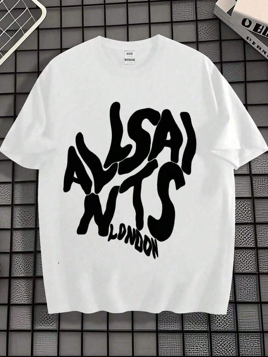 Camisas de con Estampado Creativo de Letras de ALL SAINTS.Camisa de de Manga Corta para Hombres de% Algodón, con un Cuello Redondo Suave, transpirable y cómoda de llevar. S6KO - Blanco - Ver 1
