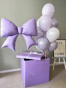 1/3pcs Matte Light Purple Bow Shaped Foil Balloons, For Bow Decor, K-Pop Music Theme Birthday Party Decoration, Bridal Shower, Bachelorette Party, Concert, Music Festival, Tea Party - Purple - View 6