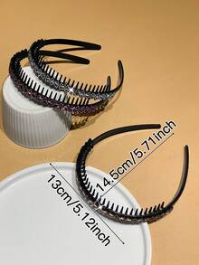 3er Set Damen Luxus Strass Schleife Haarreifen, Vintage eleganter Stil, Haaraccessoires mit rutschfestem Zahndesign, geeignet für Lässig, Einkaufen, Reisen, Dating Haarreifen - Verschiedenfarbig - Übersicht 5