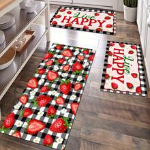 1pc Fruit Pattern Kitchen Floor Mat, Polyester Drainage Mat, Doormat, Floor Pad, Suitable For Kitchen, Living Room, Entrance, Balcony, Home Decor, Anti-Pollution, Coffee Shop, Bar, Holiday, Party, Bedroom, Pet Mat, Bathroom Decor, Room Decor - Multicolor - View 1