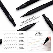 Bút chì cơ cao cấp, thân kim loại trọng tâm thấp, ngòi 0.3 0.5 0.7 0.9 2.0mm có thể thay ruột, đầu nhọn, thích hợp viết, vẽ, phác thảo, dùng trong trường học, văn phòng, cho nghệ sĩ. - Nhiều kiểu dáng - Xem 8