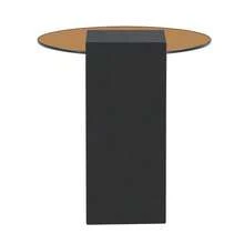 Modern, Simple Round Coffee Table With Two Levels – Transparent Brown Glass Top And Black L-Shaped MDF Legs. The Detachable Design Allows For Flexible Room Use. - Black,Wood - View 5