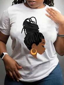 Camiseta de manga corta para mujer con estampado de letras creativas - Blanco 6 - Ver 1