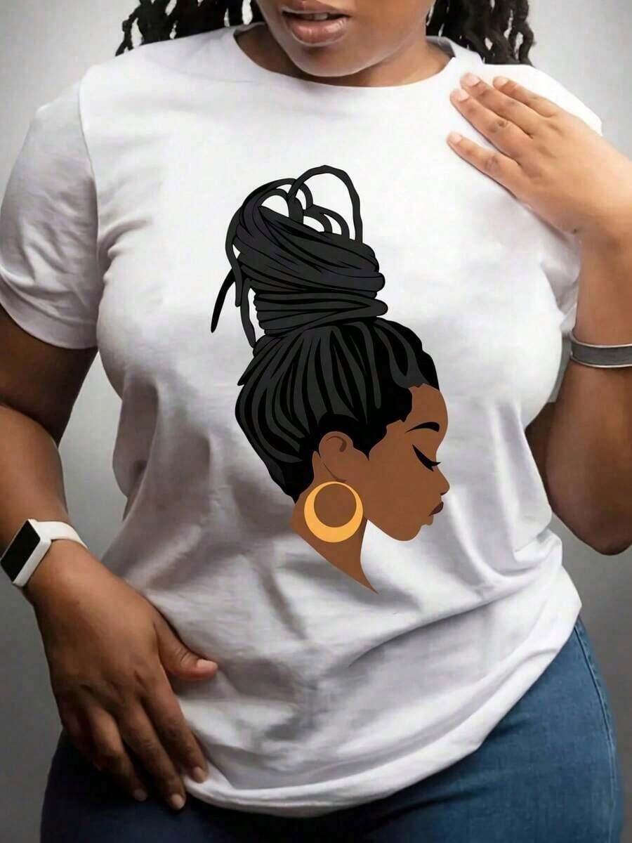 Camiseta de manga corta para mujer con estampado de letras creativas - Blanco 6 - Ver 1