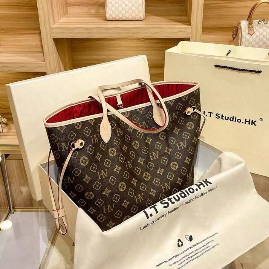Premium  Brand Shopping Bag Presbyopia Commuter Versatile Portable Tote Bag European Light Luxury Bag Fashionable And Simple Shoulder Armpit Bag Large Capacity Portable Women's Bag - 老花黃 - 查看 1