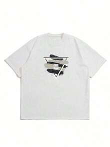 Camiseta de manga corta con cuello redondo y estampado geométrico para hombre 8SRK - Blanco - Ver 5