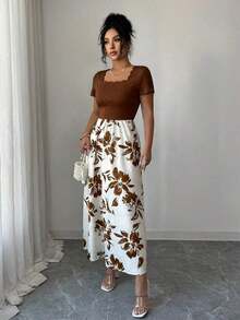 Vestido maxi elegante, exquisito y lujoso de mujer para la primavera/verano 2026 - Óxido marrón - Ver 3