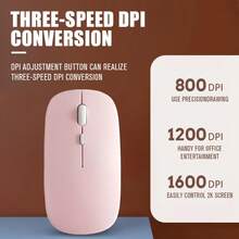 Mouse Bluetooth Nirkabel Isi Ulang Senyap, Mouse Kantor Portabel Bentuk Macaron Ramping dan Lucu, 800/1200/1600 DPI untuk Laptop/PC/Tablet, Kompatibel dengan Android/Windows/Linux - View 9