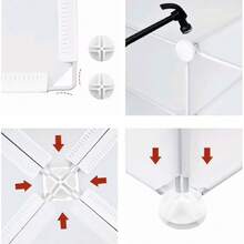 SR0052wtp - Platzsparender Schuhaufbewahrungs-Organizer Stapelbare Schuhbox für 20 Paare - Schuhschrank mitür & Haken - 40x30x170cm - Weiß - - Übersicht 6
