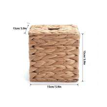 1pc Water Hyacinth Paper Towel Box, Square And Rectangle Woven Paper Towel Box, Simple Buckle Paper Towel Box, Suitable For Bathroom, Living Room, Bedroom, Vanity, Home Decor, Bathroom Accessories, Home Goods, Table, Home Organization And Storage - Ginger - View 12