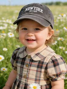 1pc Black NEW YORK EST 1625 Embroidered Baby Baseball Cap, Baby Summer Beach Baseball Cap, Unisex Toddler Summer Sun Protection Baseball Cap - Multicolor - View 2