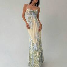 Women's Summer Beach Vacation Maxi Dress Loose Dress Elegant Floral Print Spaghetti Strap Apricot Dress Summer Dresses For Women,Graduation,Teacher Outfits For Women,Teacher Dress,Romantic Dress,Elegant Party Dresses,Casual Long Dresses - Verde - Ver 6