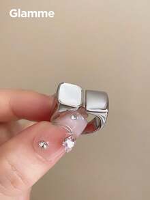 1pc Minimalist Metal Open Ring, Luxury Casual Vacation Commute Versatile Jewelry For Women - Silver - View 3
