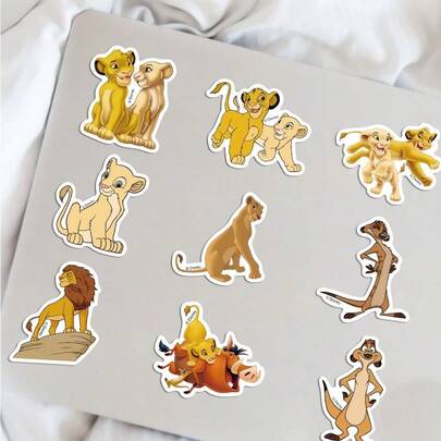 50 miếng dán hoạt hình, miếng dán gỗ, miếng dán hình sư tử, miếng dán hình Pumbaa, miếng dán hình Timon, miếng dán chống thấm nước, thích hợp dán lên sách, sổ tay, ốp điện thoại, laptop, máy tính bảng, bình nước, lý tưởng cho các dịp lễ, sinh nhật, phần thưởng, trang trí quà tặng.