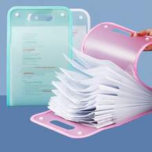 Carpeta de archivo vertical de 13 ranuras, bolsa de almacenamiento de papel de prueba de material PP para estudiantes, organizador de documentos de gran capacidad - A - Ver 2
