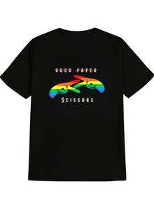 Summer Topst Shirt Men, Summer TopsRock Paper Scissors Fun Lesbian Pride T-Shirtcotton T-Shirt, Men's Cotton T-Shirt, Ropa Hombre Verano - màu đen - Xem 5