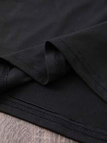 Camiseta Casual de Manga Corta para Mujer con Cuello Redondo - Estampado de Dos Perros Adorables, Suave y Lavable aáquina, Accesorio Temático de Mascotas para Looks de Todo el Año (No-) - Negro - Ver 5