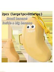 2pcs Banana Shaped Toothbrush Holder, Portable Travel With Lid Protective Case, Home And Travel Toothbrush & Toothpaste Storage Box, Fun Design All-In-One Convenient Travel Accessory, Mini Toothbrush - Multicolor - View 10