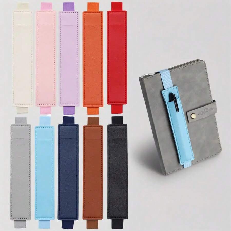 2pcs/1pc PU Leather Pen Pouch With Elastic Band, Suitable For Securing Notebooks, Tablets, Pens And Stylus. For Study, Meeting And Office Use. Stationery Bag, Portable Business Travel Accessory, Companion For Notebooks And Writing Tools - A - View 1