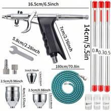 Súng phun sơn 116 với 3 kích cỡ đầu phun - Lý tưởng cho nghệ thuật vẽ móng, hình xăm, trang trí bánh và sơn mô hình đồ chơi. - bạc - Xem 5