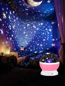 1個星月投影燈，星月投影燈，星月床頭夜燈，星月床頭燈，星空投影燈，LED星月投影燈，360°可旋轉USB供電銀河氛圍燈，16色，適用於房間裝飾、派對舞台、客廳、臥室、遊戲室、餐廳、檯燈，男孩女孩的生日禮物，有趣的禮物，節日裝飾，齋戒月，開齋節，齋戒月裝飾，燈，照明，LED燈，房間裝飾，臥室裝飾，臥室房間裝飾，夜燈，臥室燈 - 星星月亮投影燈 - 查看 5
