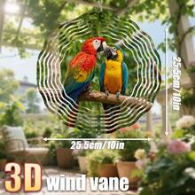 1 pieza 3D "Dos loros de colores posados en una rama" - 10 X 10 pulgadas Gancho giratorio, Decoración de móvil creativo DIY de 360°, Adecuado para todas las estaciones (Colgante no incluido), Estilo aleatorio - A - Ver 4