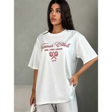 Camiseta de manga corta 100% algodón, estilo americano, moderna y con estampado único, novedad de verano, estilo Hong Kong, top casual versátil. - Negro - Ver 2