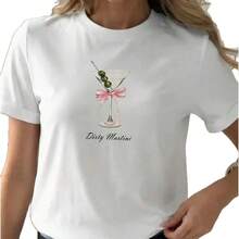 Camiseta de manga corta 100% algodón, casual y elegante, con un estilo relajado, estampado único y divertido, corte holgado, disimula imperfecciones del cuerpo, top estilo hiphop. - Blanco - Ver 6