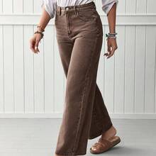 Jeans de pierna recta de talle alto - Marrón - Ver 6