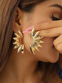 Pendientes elegantes y minimalistas con diseño de hoja, pendientes retro de hoja de árbol para mujeres - pendientes - Ver 5