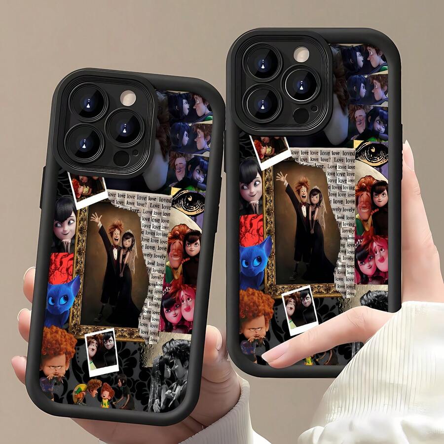 Hotel Transylvania Mavis Jonathan collage románticofunda de teléfono Fundas compatibles con ,Apple,VIVO,OPPO,,, y Honor.Fabricadas en silicona TPU,ofrecen protección contra golpes y caídas.regalos para mamá - Negro - Ver 1