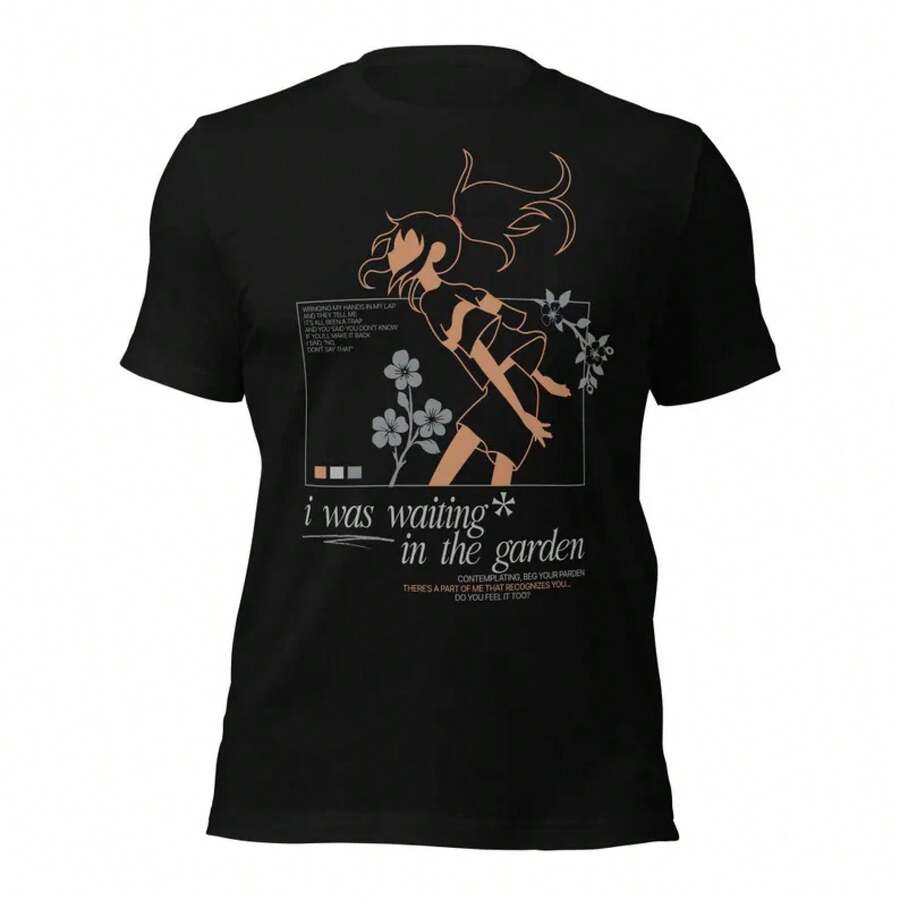 Estaba esperando, en el jardín - Inspirado en Chihiro - Camiseta de  100% Algodón - Negro - Ver 1
