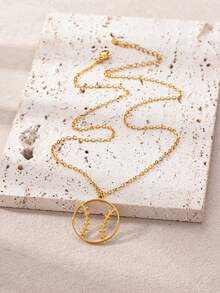 1 chiếc dây chuyền mặt dây rỗng lấy cảm hứng từ thể thao, mạ vàng 18K bằng thép không gỉ, hình quả bóng rổ, bóng đá, bóng chày, bóng chuyền, bóng bầu dục, phụ kiện, quà tặng cho người đam mê thể thao. - Vàng - Xem 4