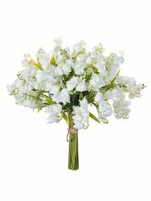 6pcs White Lily Of The Valley Artificial Flower Bouquet, Suitable For Wedding, Engagement, Home Decor, Valentine's Day, Graduation Ceremony - No Container Tabletop Floral Centerpiece Decoration - Perfect Gift For Home Decor Enthusiasts And Event Planners - White - View 5